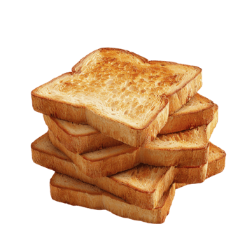 Stack of Golden Brown Toasted Bread Slices on Transparent background AI-Generative png