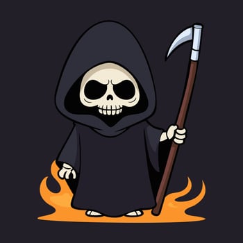 Cute little grim reaper illustration design vector