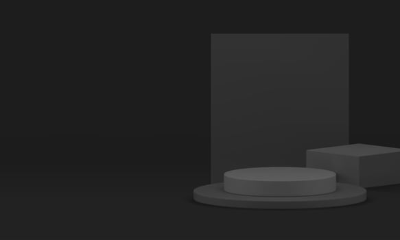 Black 3d showcase cylinder podium for fashion product show realistic illustration vector