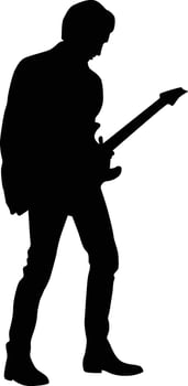 Musician silhouette full body illustration. People pose while playing music. vector
