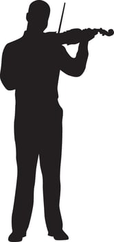 Musician silhouette full body illustration. People pose while playing music. vector