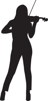 Musician silhouette full body illustration. People pose while playing music. vector