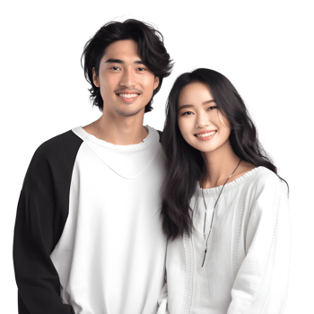 an asian couple posing for a photo png