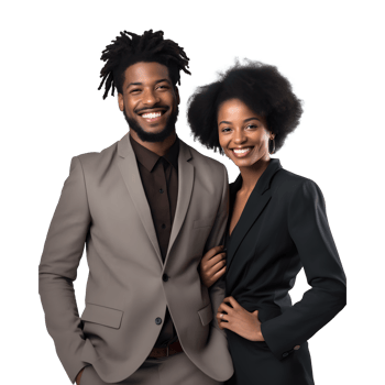 a couple in business attire standing together png