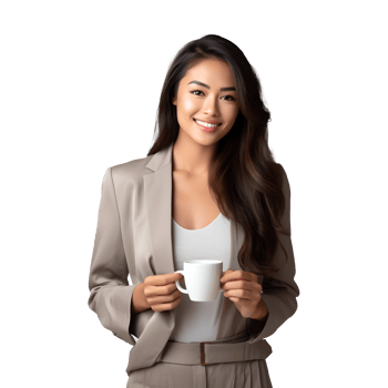 business woman holding coffee cup png
