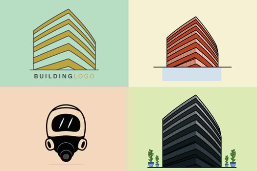 Collection of Modern House logo. Building and landmark object icon concept. Beautiful minimalist home front view. Creative modern beach property, Real Estate logo design. vector