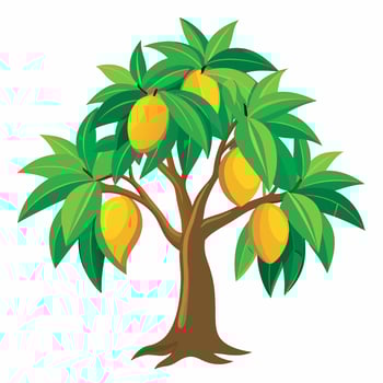 Mango tree on white background vector