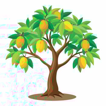 Mango tree on white background vector