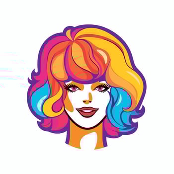 Colorful Pop Art Woman with Multicolored Hair vector