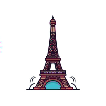 Vibrant Cartoon of Eiffel Tower with Dynamic Elements vector