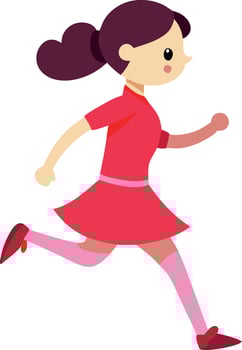 Cartoon female sprinting in red attire and pink footwear vector
