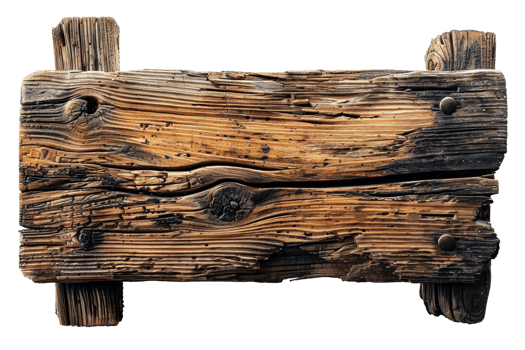 Rustic Wooden Sign with Knots and Nails png