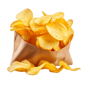 Crispy Potato Chips in a Paper Bag png