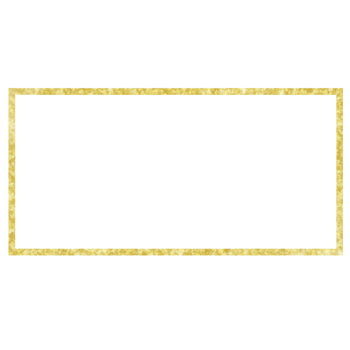 Gold rectangular frame with glitter on a transparent background png