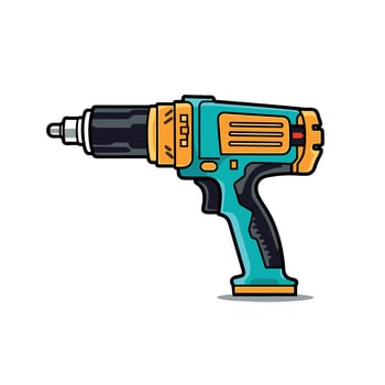 Cartoon Power Drill in Blue and Yellow Colors vector