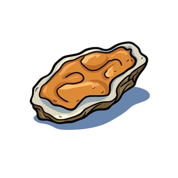 Detailed Cartoon Oyster Icon with Brown Shell and Orange Flesh vector