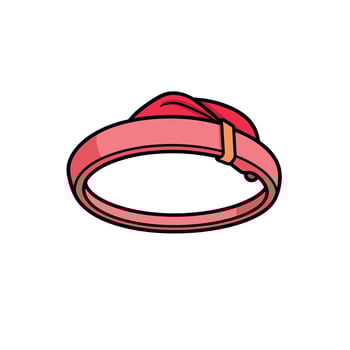 Cartoon Red Pet Collar With Golden Buckle vector