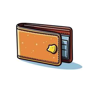 Yellow Wallet Cartoon Illustration With Red Interior And Button vector