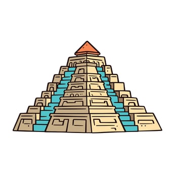 Step Pyramid Cartoon Illustration With Orange Top And Blue Stairs vector