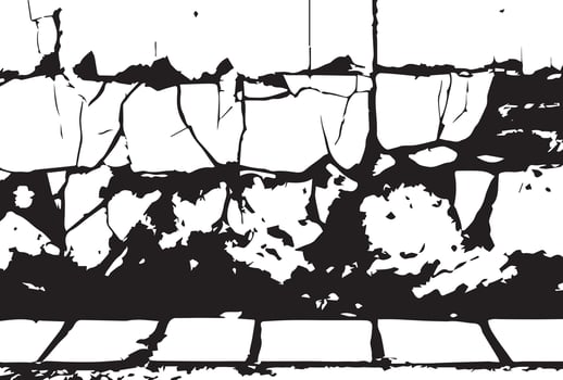 Black and white cement cracked grunge background texture vector