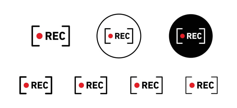 Recording icon set collection. Recording Outline flat Icon. vector