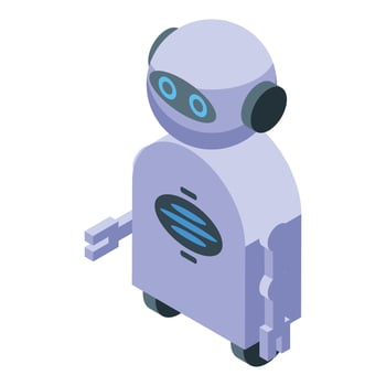 Modern robot holding tool isometric icon vector