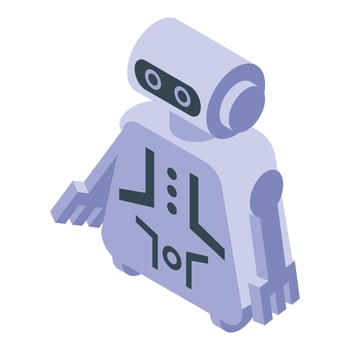 Modern robot standing with arms outstretched isometric icon vector