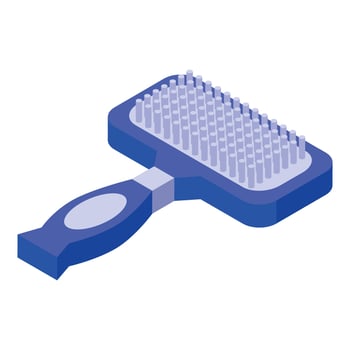 Blue hairbrush isometric hair salon tool icon vector