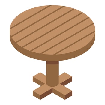 Round wooden table standing on cross shaped legs vector