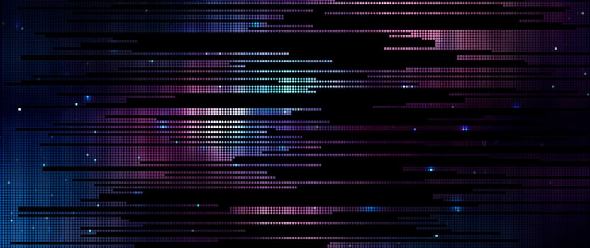 Trendy glitch pattern on dark background. Abstract geometric elements vector