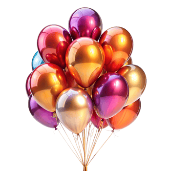 A cluster of colorful balloons floats on a translucent background, ready to celebrate a joyful occasion png