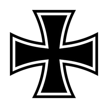 Iron cross, black and white silhouette illustration, isolated on white background vector