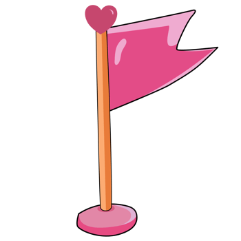 Pink flag emblem victory. cartoon icon png
