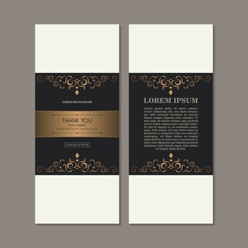 classic gold thank you wedding card vector