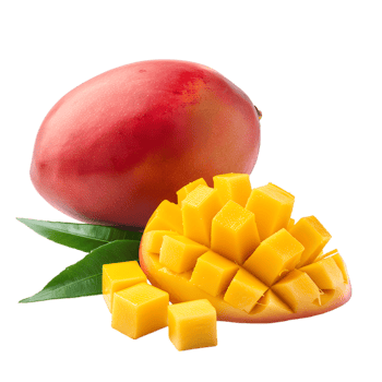 Whole mango and sliced pieces isolated on a transparent background png