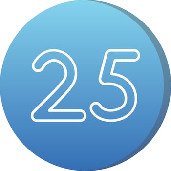 Twenty five Long Shadow Circle Icon vector