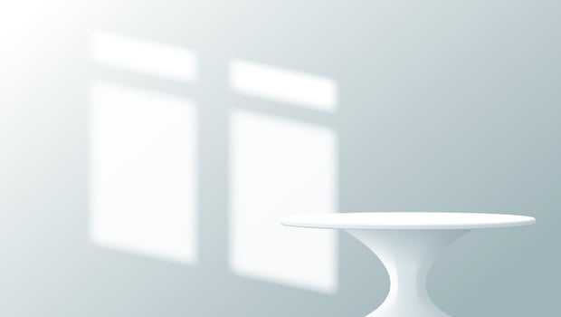 white table podium with windows shadow overlay vector