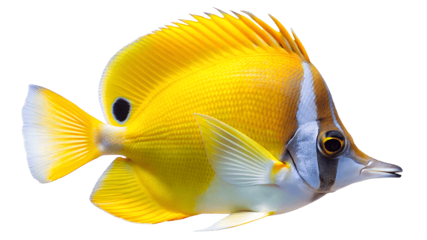 Yellow Longnose Butterflyfish isolated on background png