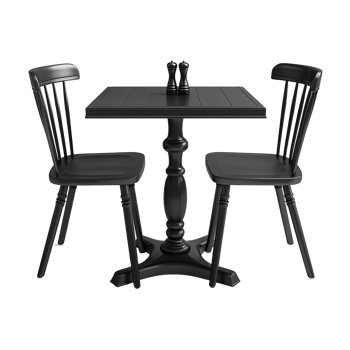 Black restaurant table isolated on transparent background png