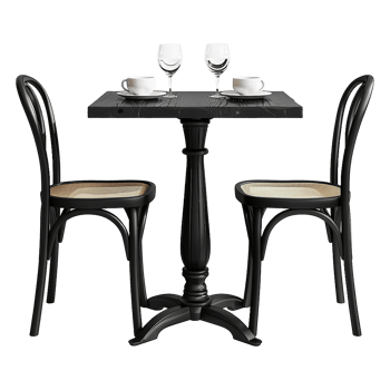 Black restaurant table isolated on transparent background png