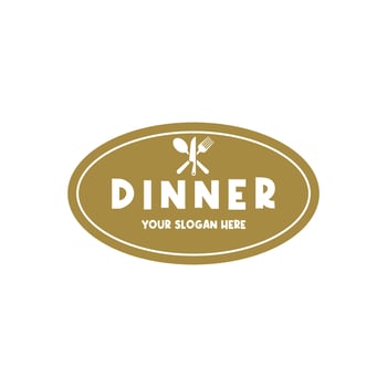 dinner food logo restaurant design concept idea with label stamp vector