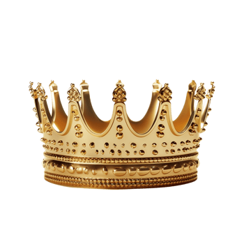 A golden crown, isolated on a transparent background png