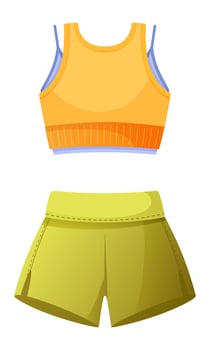 women's sportswear, for fitness, for sports, for training. Sports uniform, sleeveless top and shorts. Basic clothes for working out in the gym. Outfit for an active modern girl. Front view vector