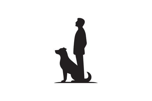 A man with his dog silhouette vector
