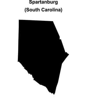 Spartanburg County, South Carolina blank outline map vector