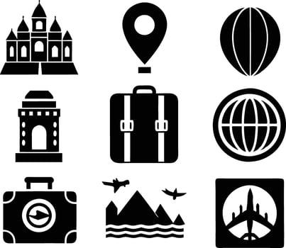 set of travel and tourism icon illustration travel, journey, tourism, adventure, summer, holiday, trip vector