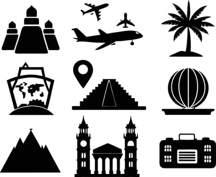 set of travel and tourism icon illustration travel, journey, tourism, adventure, summer, holiday, trip vector