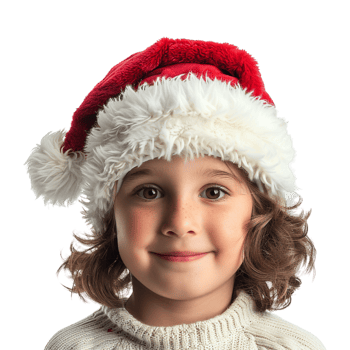 Child Wearing Christmas Hat on Transparent Background png