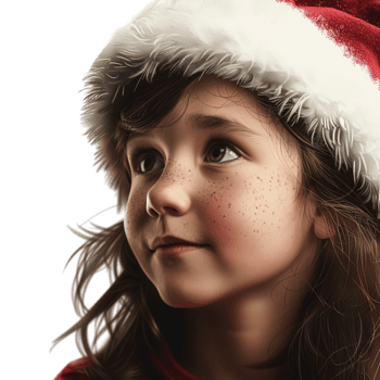 Child Wearing Christmas Hat on Transparent Background png