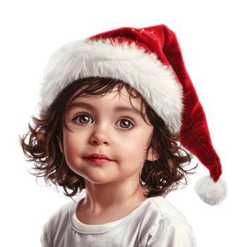 Child Wearing Christmas Hat on Transparent Background png